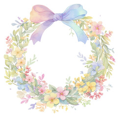 PNG Wreath illustration flowers pastel.