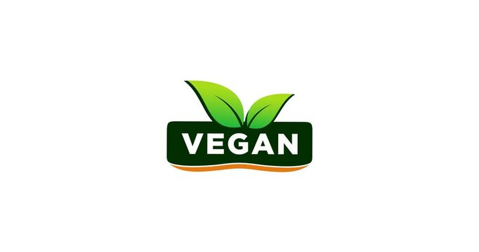 Vegan Badge label. Vegan Button. vegan stamp icon. Motion graphics.
