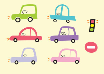 set of transport icons car cartoon