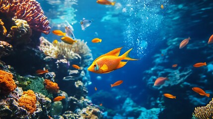 Vibrant Orange Fish Swimming in a Coral Reef