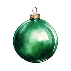 Emerald Green Christmas Ornament. Watercolor Style Christmas Decoration.
