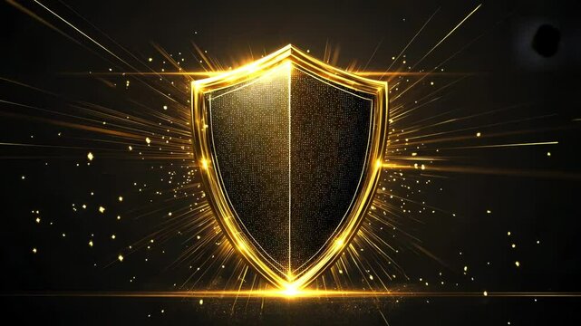 A shining golden shield radiating light and sparkles.