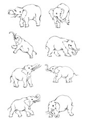 Elephant sketch hand drawn in doodle style Vector illustration Wild animals
