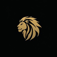 Fototapeta premium Golden Lion Head Logo Design Regal and Powerful Symbol