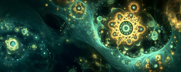 Abstract fractal design featuring intricate patterns and glowing elements.