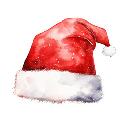 Watercolor Santa Hat. Christmas Holiday Festive Accessory.
