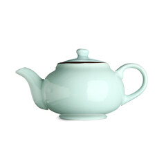 Ceramic teapot on white background