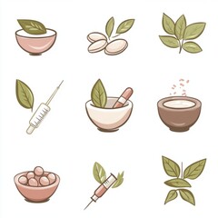 Herbal Remedies and Natural Medicine Icons