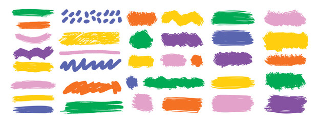 Brush paint background frame box. Color stroke brush paint for text box square frame. Vector hand drawn banner background set graphic element.