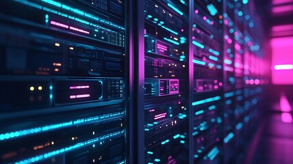 Fototapeta premium Illuminated Server Racks In A Modern Data Center