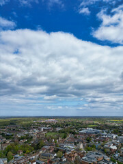 Historical Buildings at Canterbury City of Southeast England United Kingdom. April 20th, 2024, Aerial View Was Captured with Drone's Camera From High Altitude