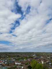Historical Buildings at Canterbury City of Southeast England United Kingdom. April 20th, 2024, Aerial View Was Captured with Drone's Camera From High Altitude