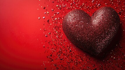 Fototapeta premium A close-up of a heart-shaped box of chocolates on a vibrant red background, evoking sweet Valentine's Day memories.