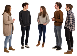 PNG Group of young people talking person standing adults.