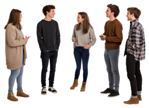 PNG Group of young people talking person standing adults.