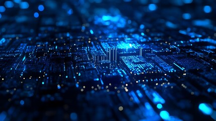 Abstract Blue Digital Circuit Board Network