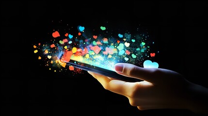 Using a smartphone with the idea of social media. Generative Ai