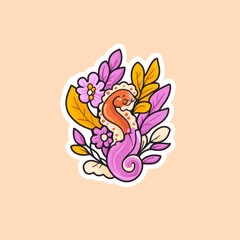 Sea Horse in Floral Embrace A Whimsical Sticker Design