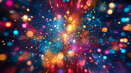 Fototapeta premium Vibrant explosion of colors showcasing a dazzling cosmic effect in a starry night setting