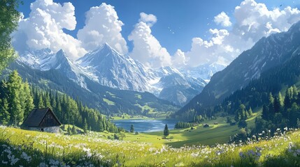 Sunny outdoor scene in German Alps, Bavaria, Germany, Europe