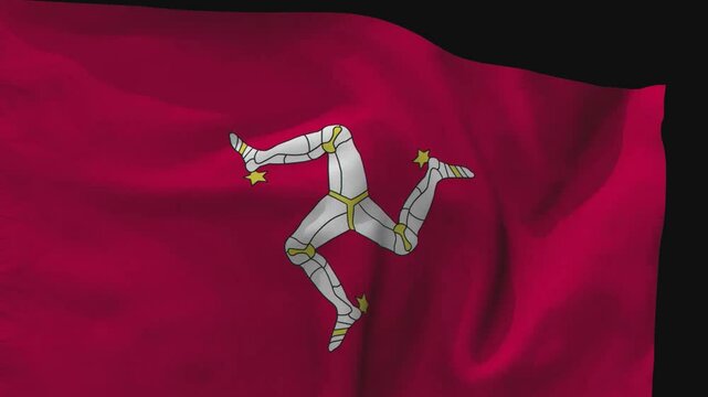The Three Legs of Mann on Red: The Animated Flag of the Isle of Man with Transparent Background, High Resolution, Clean Cutout, 4K Quality with Alpha Channel