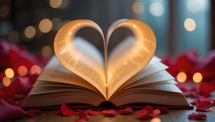 Romantic Book Heart, Love Story, Valentine's - Warm lighting and bo.