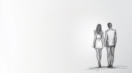 Fototapeta premium a minimalist sketch of a couple holding hands