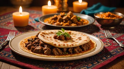 Delicious Indian Lamb Curry with Naan Bread