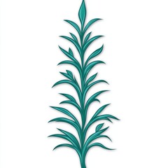 Fototapeta premium Teal Botanical Illustration Elegant Vertical Plant Design