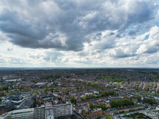 An Aerial View of Downtown and Central Derby City Centre of Midlands England, Great Britain