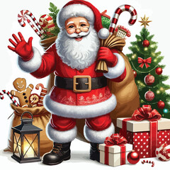 Christmas Santa Claus Isolated on white Background. Vector illustration. on white background 