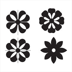 Obraz premium Set of flower and leaves silhouettes