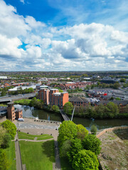 Fototapeta premium An Aerial View of Downtown and Central Derby City Centre of Midlands England, Great Britain