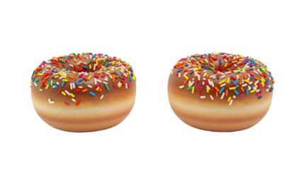 Sprinkled Donuts Isolated on Transparent Background