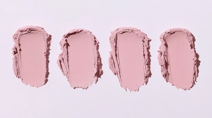 four lipstick texture, skin pink color, on skin 