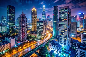 Obraz premium Night Cityscape Website Landing Page Design - Sleek Modern Background