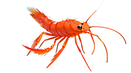 Watercolor vector of a cartoon crayfish, isolated on a white background, crayfish animation	