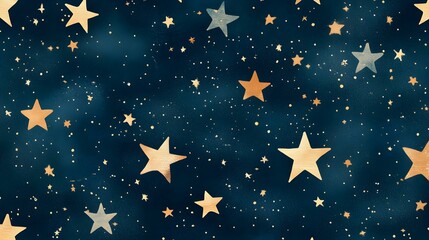 Naklejka premium Metallic Stars On A Dark Blue Background