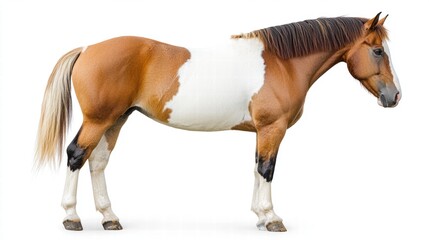Obraz premium A full-body shot of an American Paint horse, isolated on a white background. 