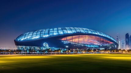 Night Illumination of Lusail Iconic Stadium, Qatar