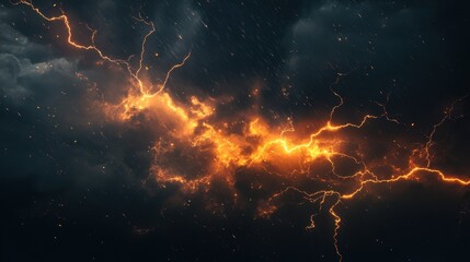 Dramatic Lightning Strike Amidst Dark Stormy Clouds at Night