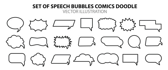 usual set speech bubbles comics doodle set elements vector illustration