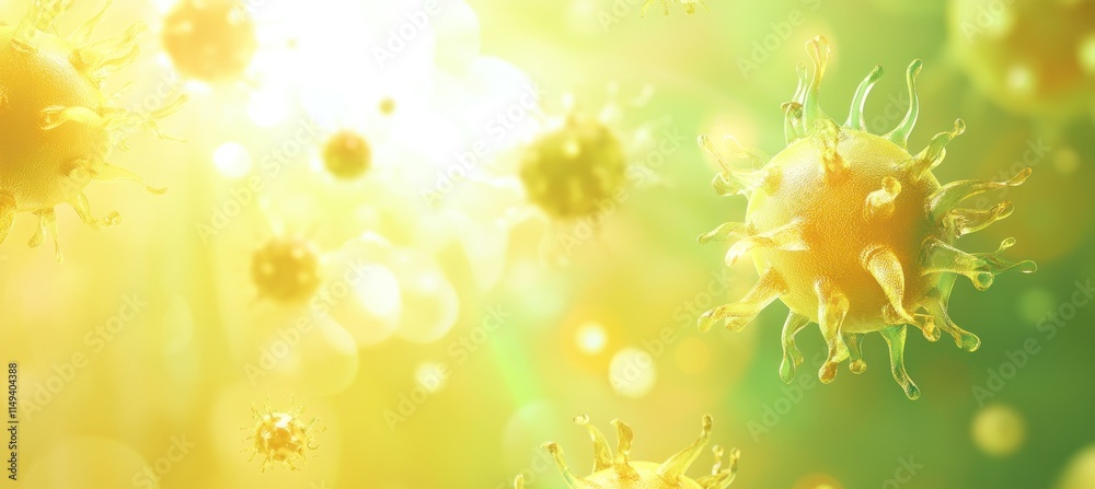 Poster microscopic view of virus cells with light.