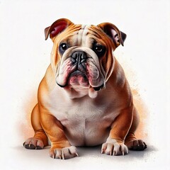 Obraz premium Sitting Bulldog with an Artistic Flair