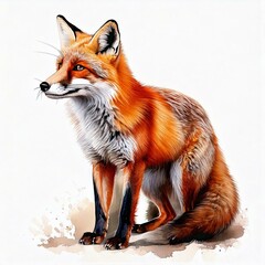 Fototapeta premium Elegant Red Fox Illustration on White Background