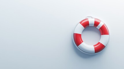 Red lifebuoy ring isolated on white background, a symbol of safety and rescue at sea