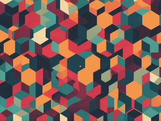  A seamless geometric pattern with triangles and hexagons in bold, contrasting colors 