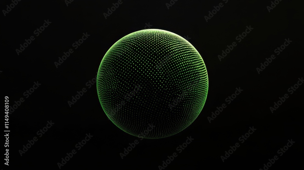 Poster dynamic green sphere visualizing data patterns digital realm 3d graphics dark background abstract co