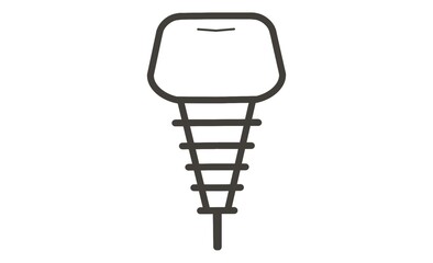 歯科インプラントを象徴するアイコン、歯科治療と健康のシンプルデザイン