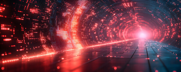 Fototapeta premium A futuristic tunnel of light and data, suggesting technology and innovation.